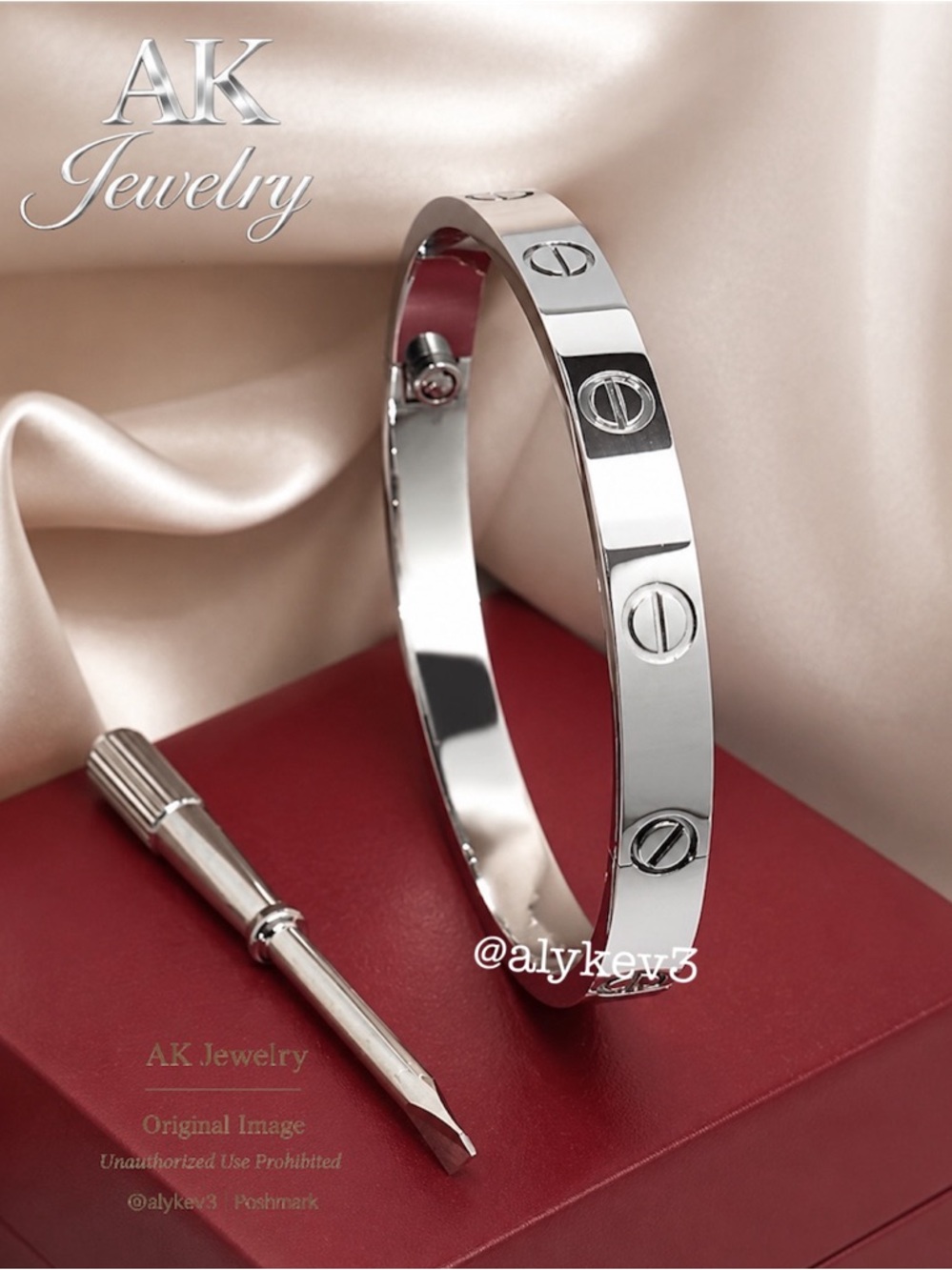 💎LUXURY 16cm Silver Cuff Bangle, Bracelet Complete w/ Screwdriver to Open
